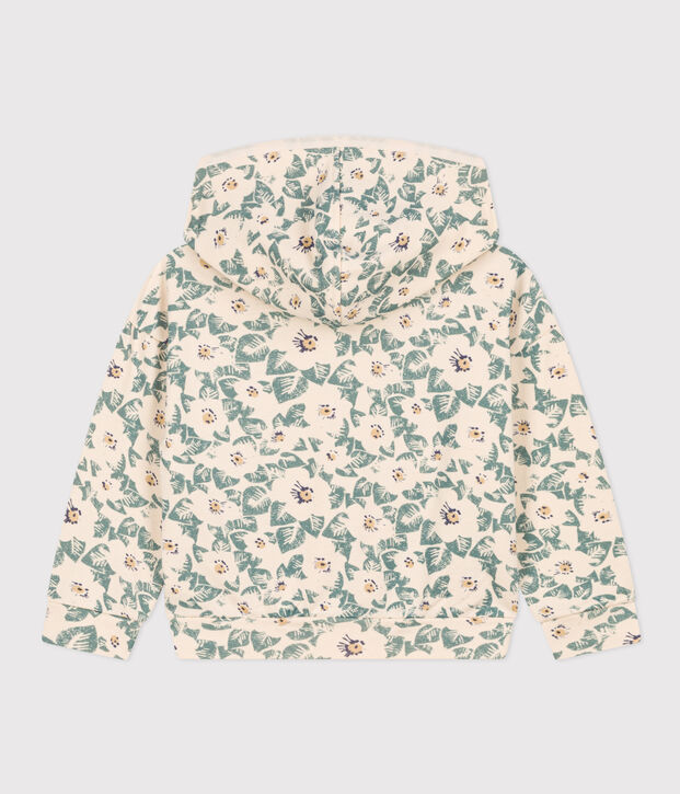 Kinder-Hoodie aus Molton f&uuml;r M&auml;dchen naturfarben/blau/vielfarbig