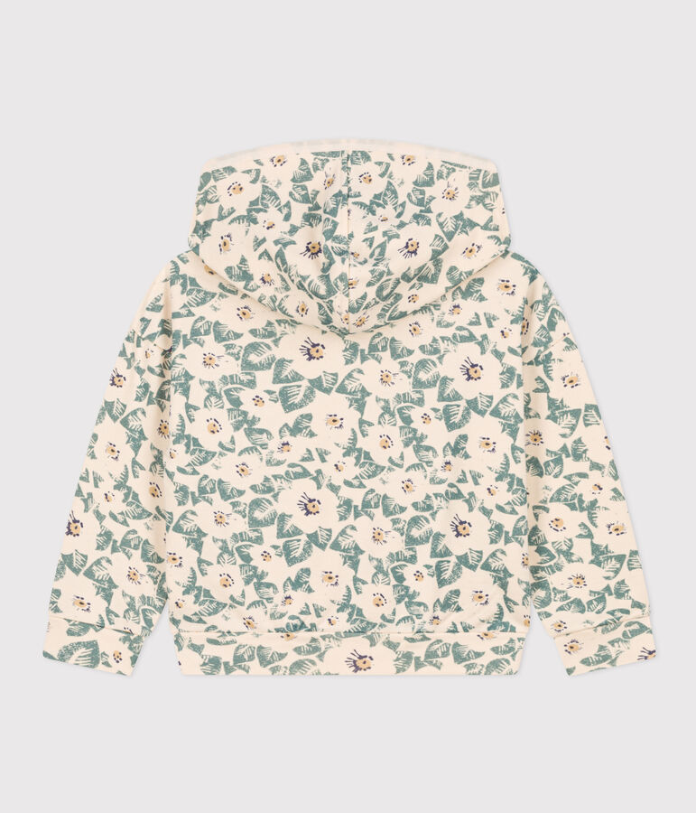 Kinder-Hoodie aus Molton f&uuml;r M&auml;dchen naturfarben/blau/vielfarbig