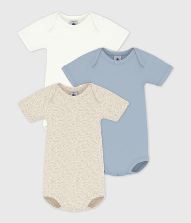 3er-Set aus einfarbigen, kurz&auml;rmeligen Bodys aus Baumwolle f&uuml;r Babys