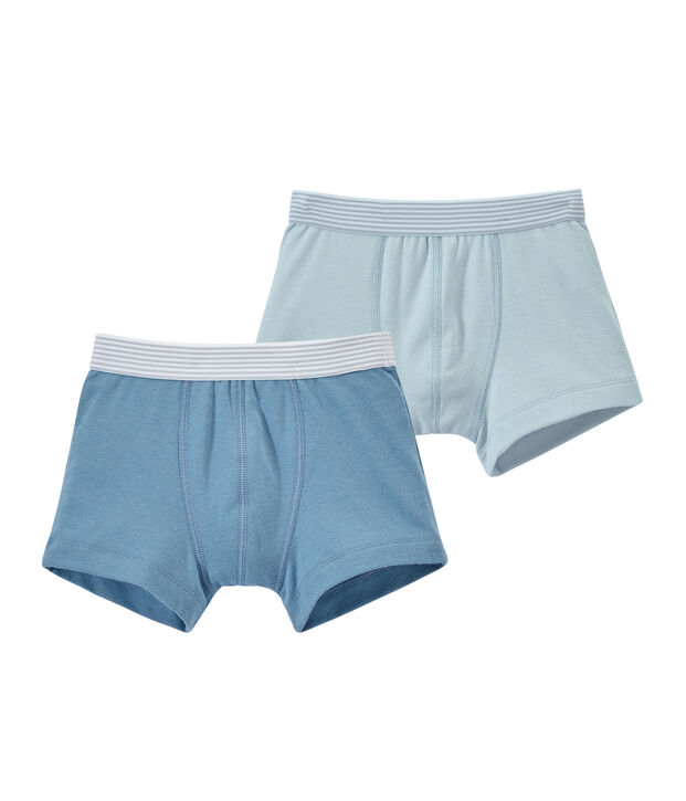 Einfarbige Jungen-Boxershorts im 2er-Set weiss