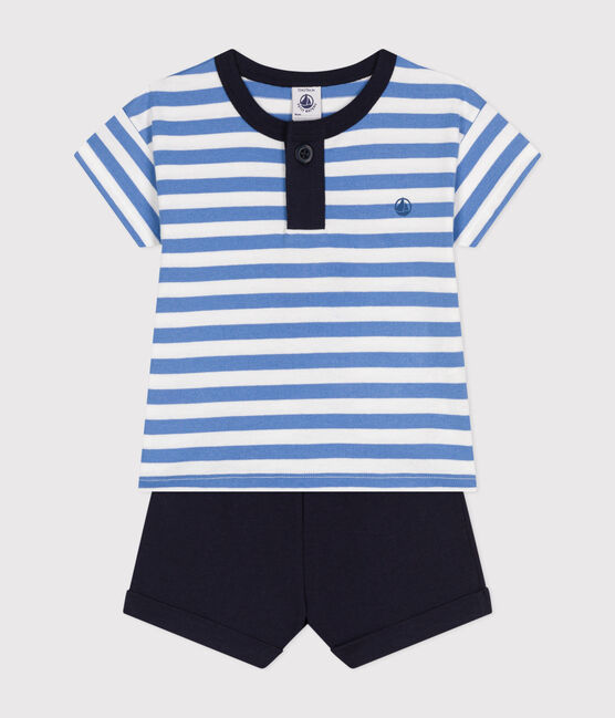Kombination T-Shirt und Shorts aus Jersey, Baby GAULOISE/ MARSHMALLOW