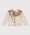 Kinder-Jacquard-Cardigan aus Wolle und Baumwolle für Mädchen beige MONTELIMAR/weiss MULTICO