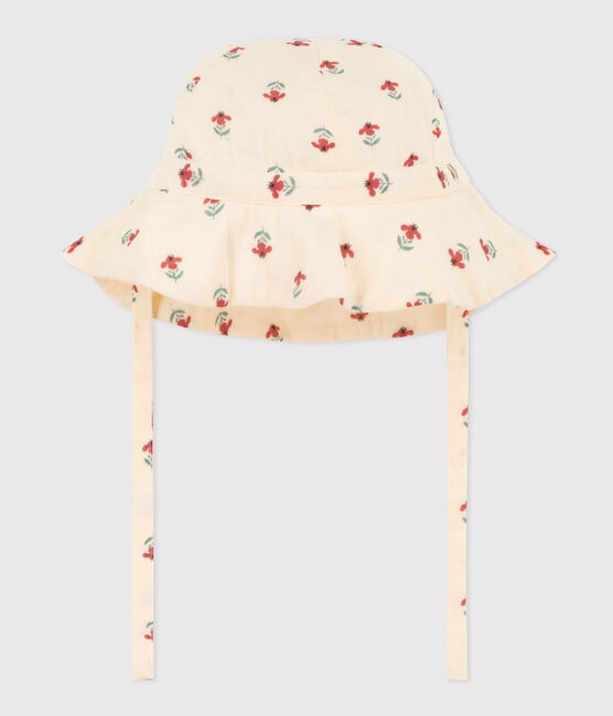 Baby-Hut aus Musselinstoff mit Blumenmuster weiss AVALANCHE/ MULTICO