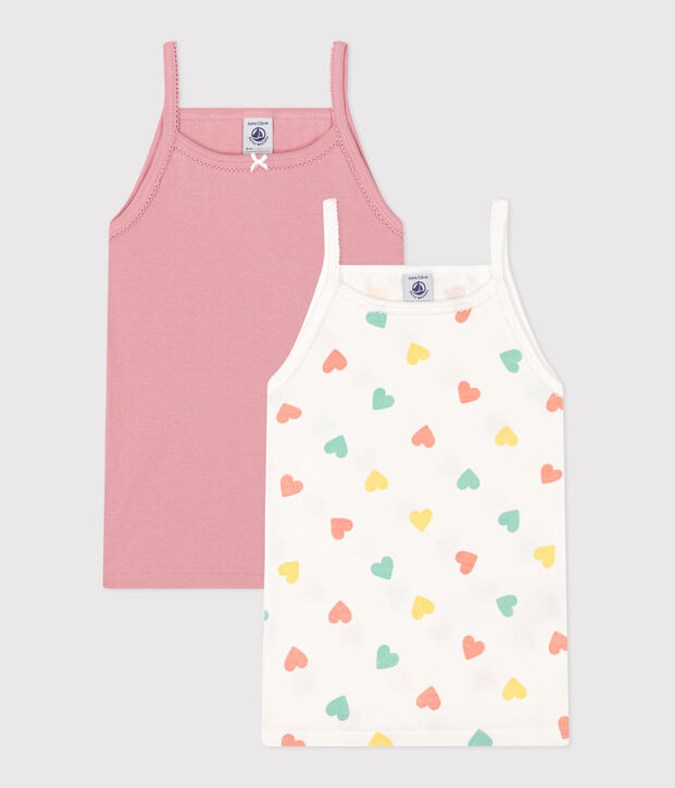 2er-Pack Kinder-Tanktops aus Baumwolle mit Herzen vielfarbig