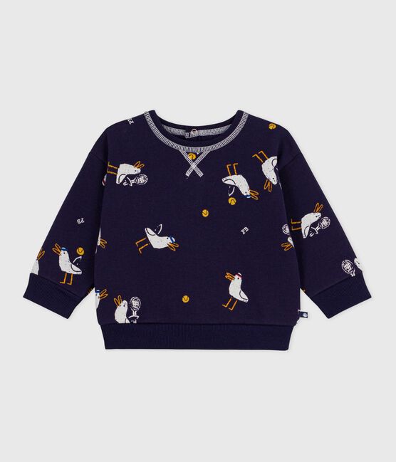 Baby-Kapuzensweatshirt aus Baumwolle mit Möwenmotiv blau SOIR/ MULTICO