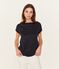 Kurzärmliges T-Shirt aus Sea Island-Baumwolle für Damen blau MARINE