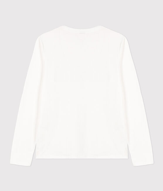 Langärmeliges Damen-T-Shirt "Le Droit" mit V-Ausschnitt aus feinem Jersey weiss ECUME