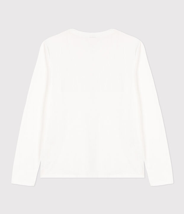 Lang&auml;rmeliges Damen-T-Shirt Le Droit mit V-Ausschnitt aus feinem Jersey weiss