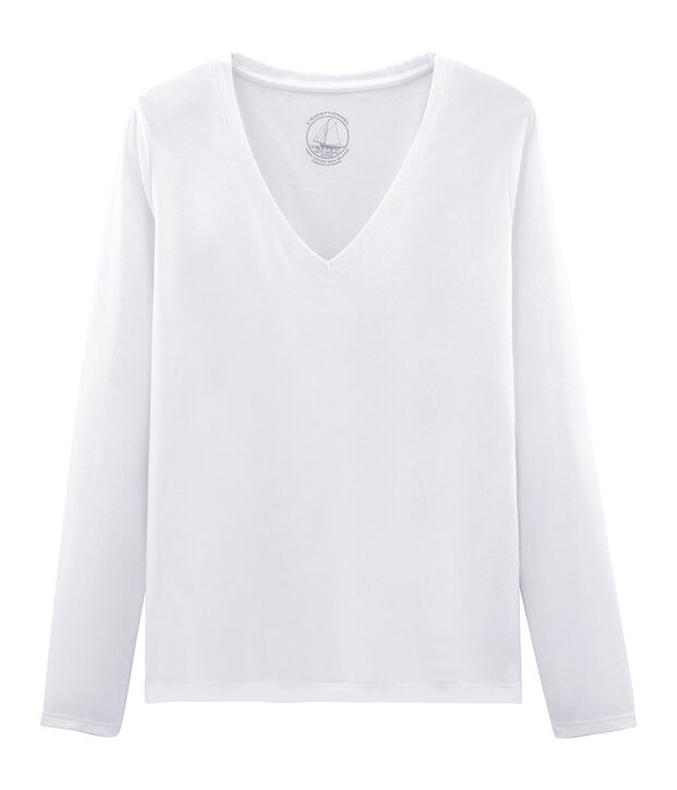 Lang&auml;rmliges T-Shirt aus Sea Island-Baumwolle f&uuml;r Damen weiss