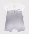 Baby-Kurzoverall mit Matrosenkragen aus gestreifter Baumwolle blau/blau