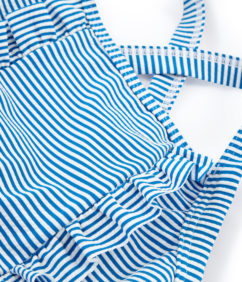 1-teiliger Kinder-Badeanzug M&auml;dchen blau/weiss