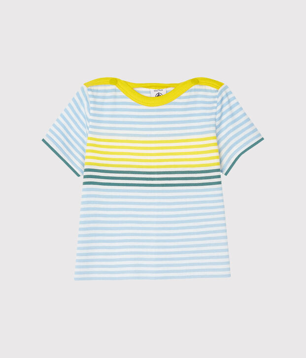 Gestreiftes Baby-T-Shirt f&uuml;r Jungen weiss/vielfarbig