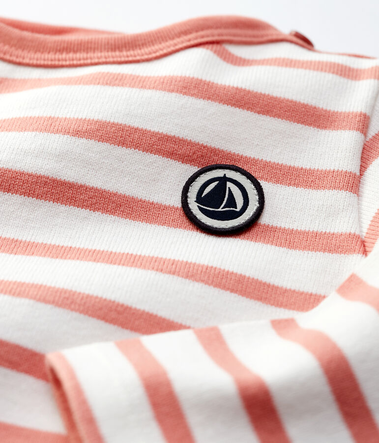 Baby-Streifenshirt aus dickem Baumwolljersey weiss/rosa