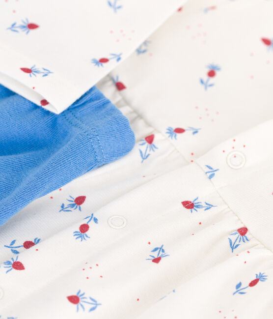 Baby-Kleid und Leggings aus Baumwolle weiss MARSHMALLOW/weiss MULTICO