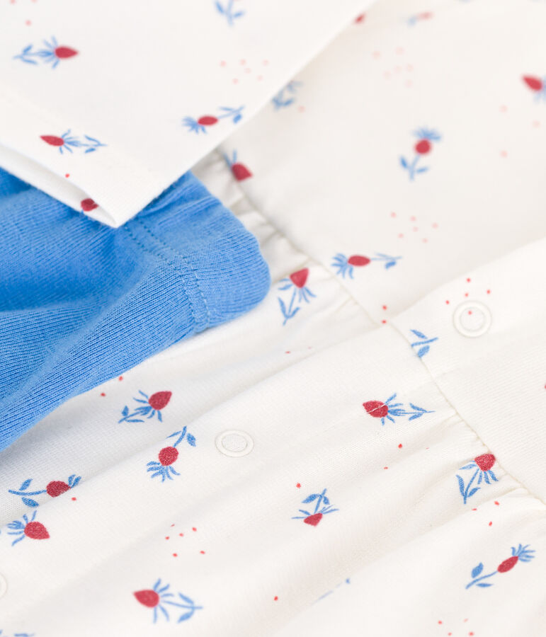Baby-Kleid und Leggings aus Baumwolle weiss/vielfarbig