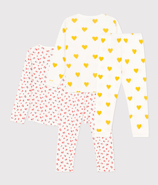 2er-Set Kinderpyjamas aus Baumwolle mit Herz- und Blumenmotiven für Mädchen variante 1