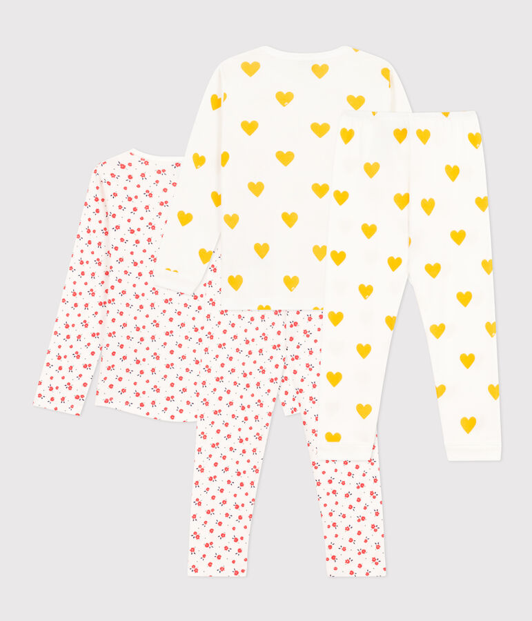 2er-Set Kinderpyjamas aus Baumwolle mit Herz- und Blumenmotiven f&uuml;r M&auml;dchen vielfarbig