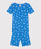 Eng anliegender Kinder-Kurzpyjama aus Baumwolle mit Minibus-Motiv blau BRASIER/grau MARSHMALLOW
