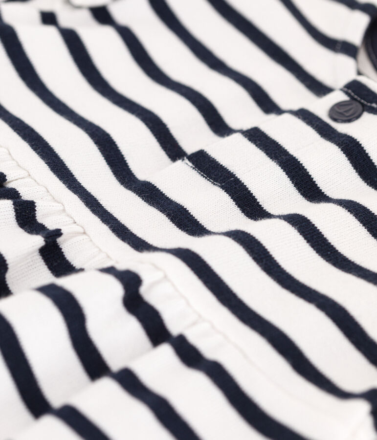 Lang&auml;rmeliges Babykleid aus dichtem Jersey f&uuml;r M&auml;dchen weiss/blau