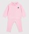 Baby-Set Sweatshirt und Hose aus einfarbiger Baumwolle rosa