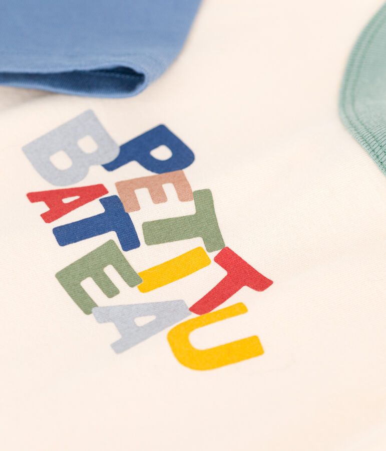 Lang&auml;rmeliges Baby T-Shirt aus feinem Jersey naturfarben/blau