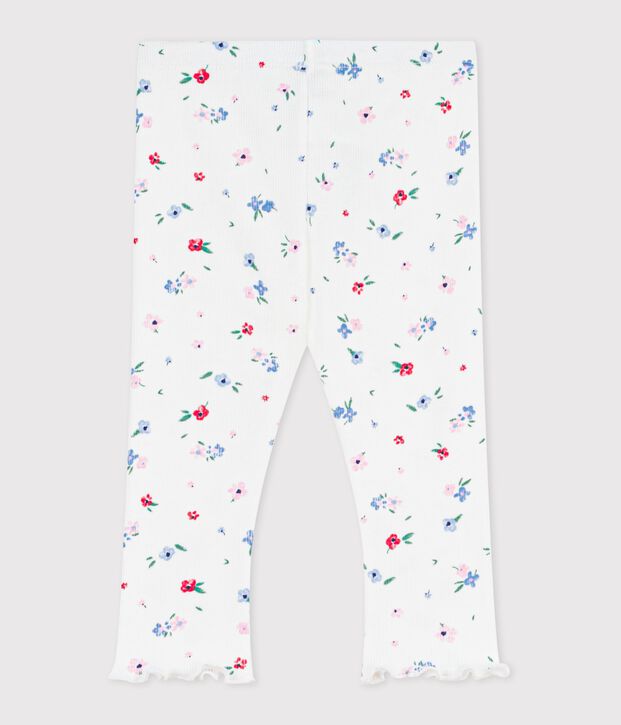 Baby-Leggings aus Baumwolle mit Blumenmuster weiss/vielfarbig