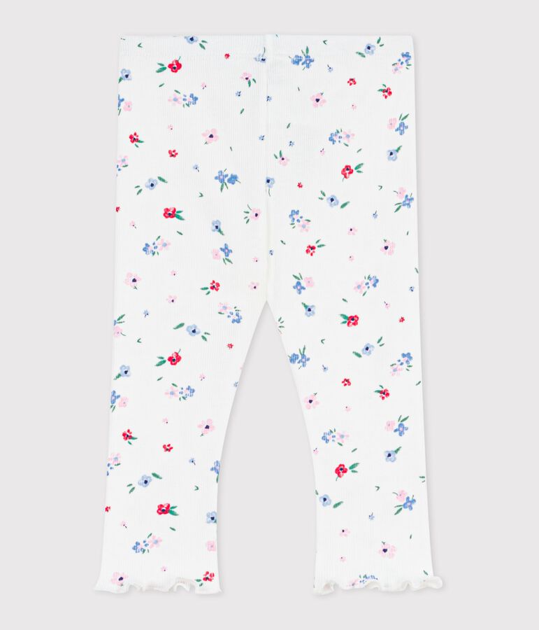 Baby-Leggings aus Baumwolle mit Blumenmuster weiss/vielfarbig
