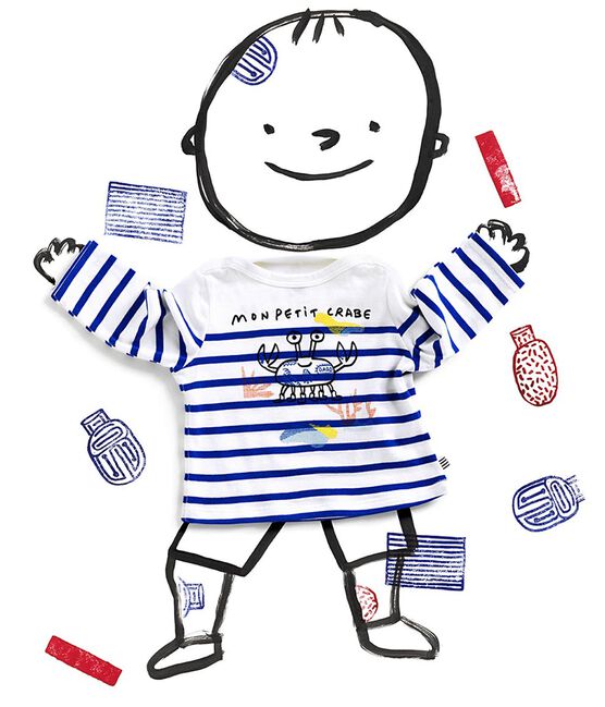 Marineshirt für Mädchen/Jungen Serge Bloch weiss MARSHMALLOW/blau PERSE