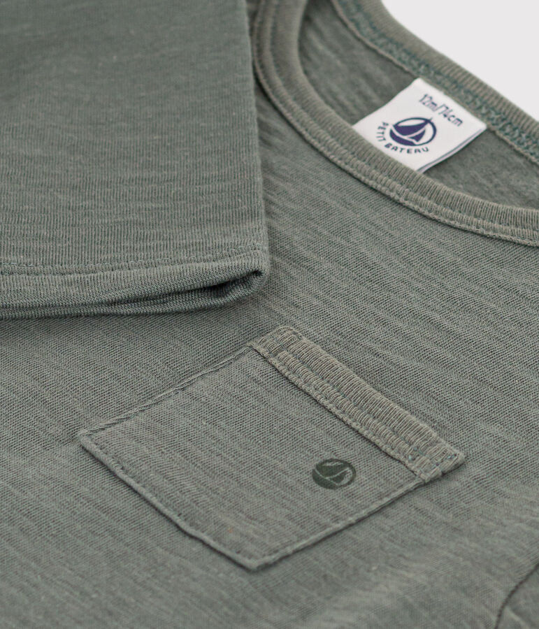 Lang&auml;rmeliges Baby-T-Shirt aus geflammtem Jersey gr&uuml;n