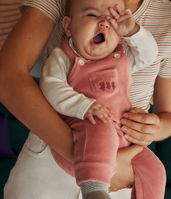 Baby-Set Latzhose aus Nicki rosa ROSEWOOD