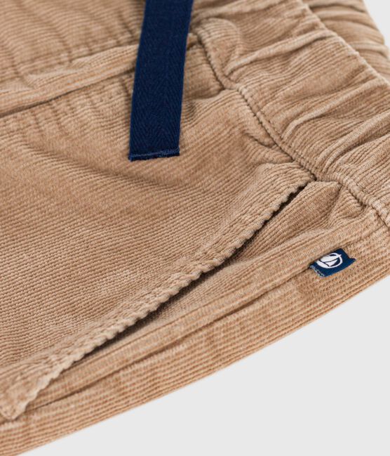Kinder-Hose mit geradem Schnitt aus einfarbigem Fein-Cord beige ROCHE CLAIR