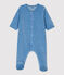 Baby-Strampler aus Bio-Baumwoll-Velours mit kleinem Sternen-Motiv blau/weiss