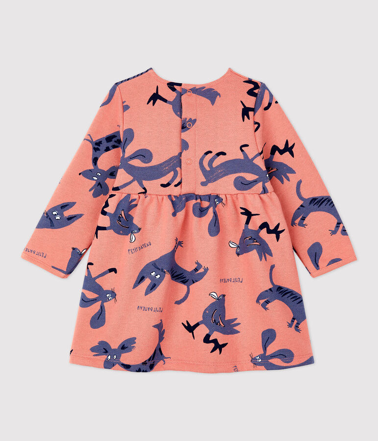 Babykleid aus Molton mit Tier-Druck rosa/vielfarbig