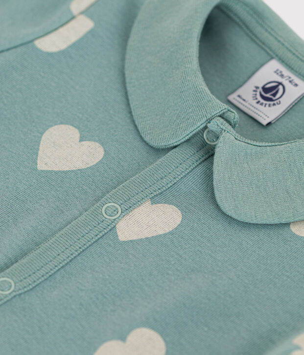 Baby-Kurzoverall aus Baumwolle gr&uuml;n/naturfarben