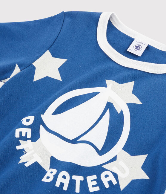 Pyjama aus Rippstrick mit Sternenmotiv blau MAJOR/weiss ECUME