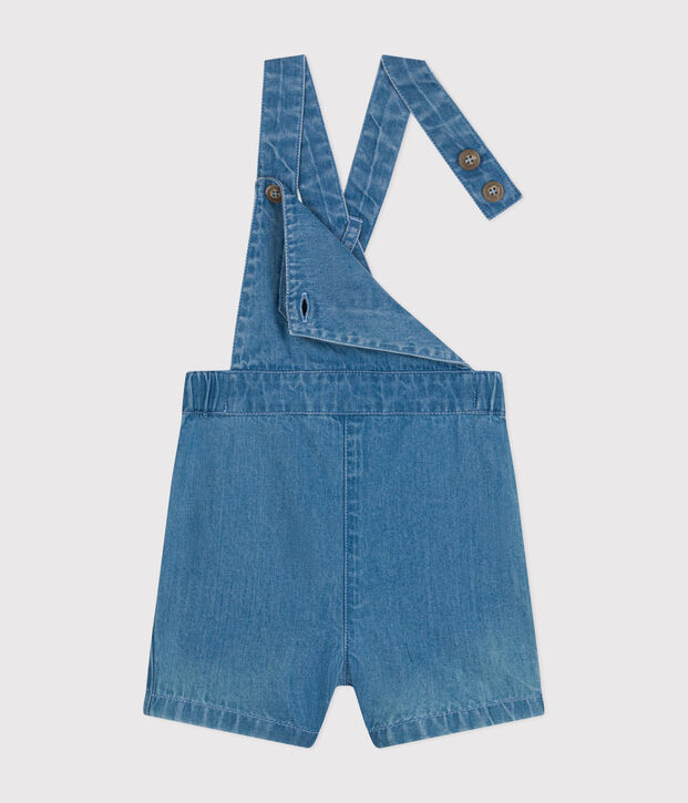 Kurze Baby-Latzhose aus leichtem Denim blau