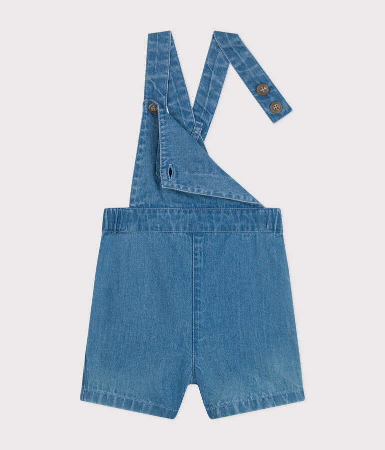 Kurze Baby-Latzhose aus leichtem Denim blau