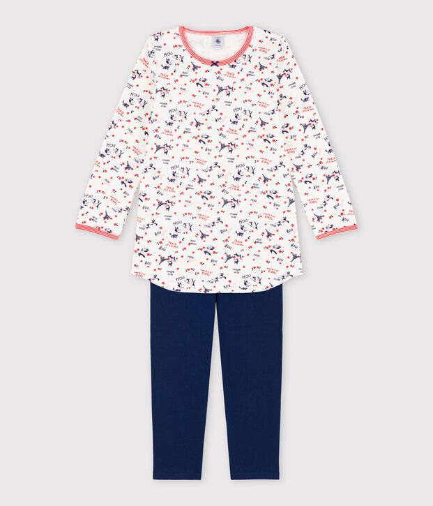 Nachthemd und Leggings aus Bio-Baumwolle f&uuml;r M&auml;dchen weiss/vielfarbig