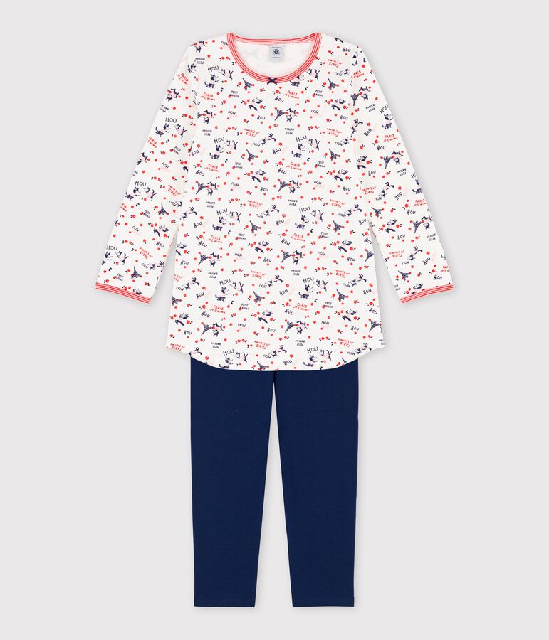 Nachthemd und Leggings aus Bio-Baumwolle f&uuml;r M&auml;dchen weiss/vielfarbig