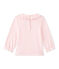 Gestreiftes Baby-Mädchen-T-Shirt weiss MARSHMALLOW/rosa PETAL