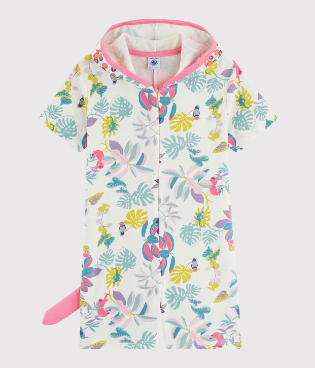 Overall mit Dinosaurier-Motiv f&uuml;r M&auml;dchen weiss/vielfarbig