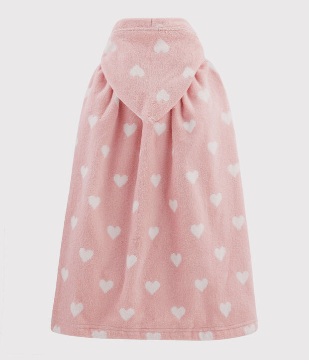 Baby-Badecape aus Frottee mit Herz-Motiv rosa/weiss