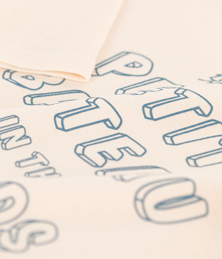 Lang&auml;rmeliges Kinder-T-Shirt aus Baumwolle f&uuml;r M&auml;dchen und  Jungen naturfarben/blau/vielfarbig