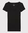Damen-T-Shirt, leichter Rippstrick schwarz NOIR