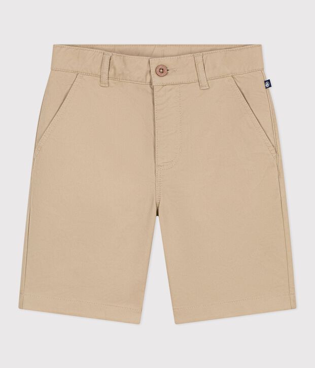 Kinder-Bermudashorts aus einfarbiger Baumwolle beige