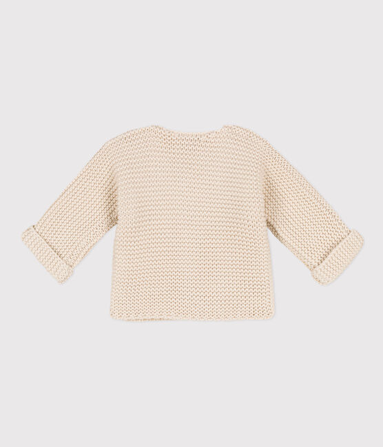 Baby-Cardigan kraus rechts gestrickt aus Baumwolle naturfarben AVALANCHE