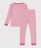Eng anliegender Kinder-Pyjama aus Baumwolle mit Streifen rosa/weiss