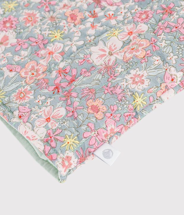 &Auml;rmellose Baby-Strickjacke aus Baumwolle mit Blumenmuster blau/vielfarbig