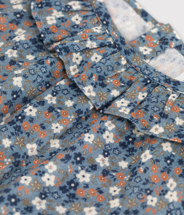 Lang&auml;rmeliges, gebl&uuml;mtes Kinderkleid aus Musselin f&uuml;r M&auml;dchen blau/vielfarbig