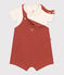 Baby-Latzhosen-Kombination aus geflammtem Jersey braun FAMEUX